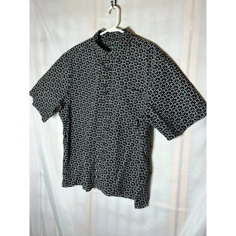 David Taylor Men's short sleeve 100 % cotton size XLT Black white gray